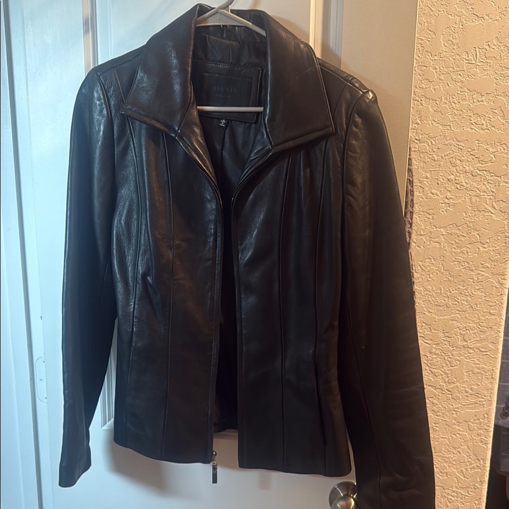 Avanti Black Leather Jacket Smooth Finish Classic Design
